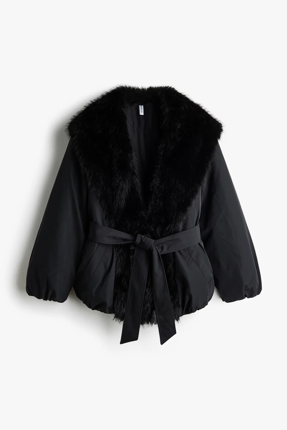 Bubble-Hem Jacket with Fluffy Collar by H&M