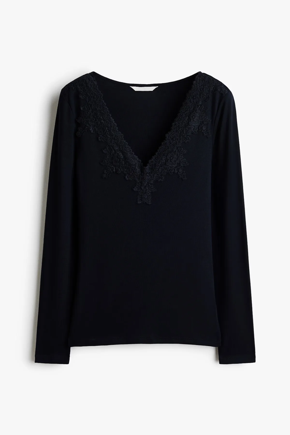 Lace-Trimmed Rib-Knit Top by H&M