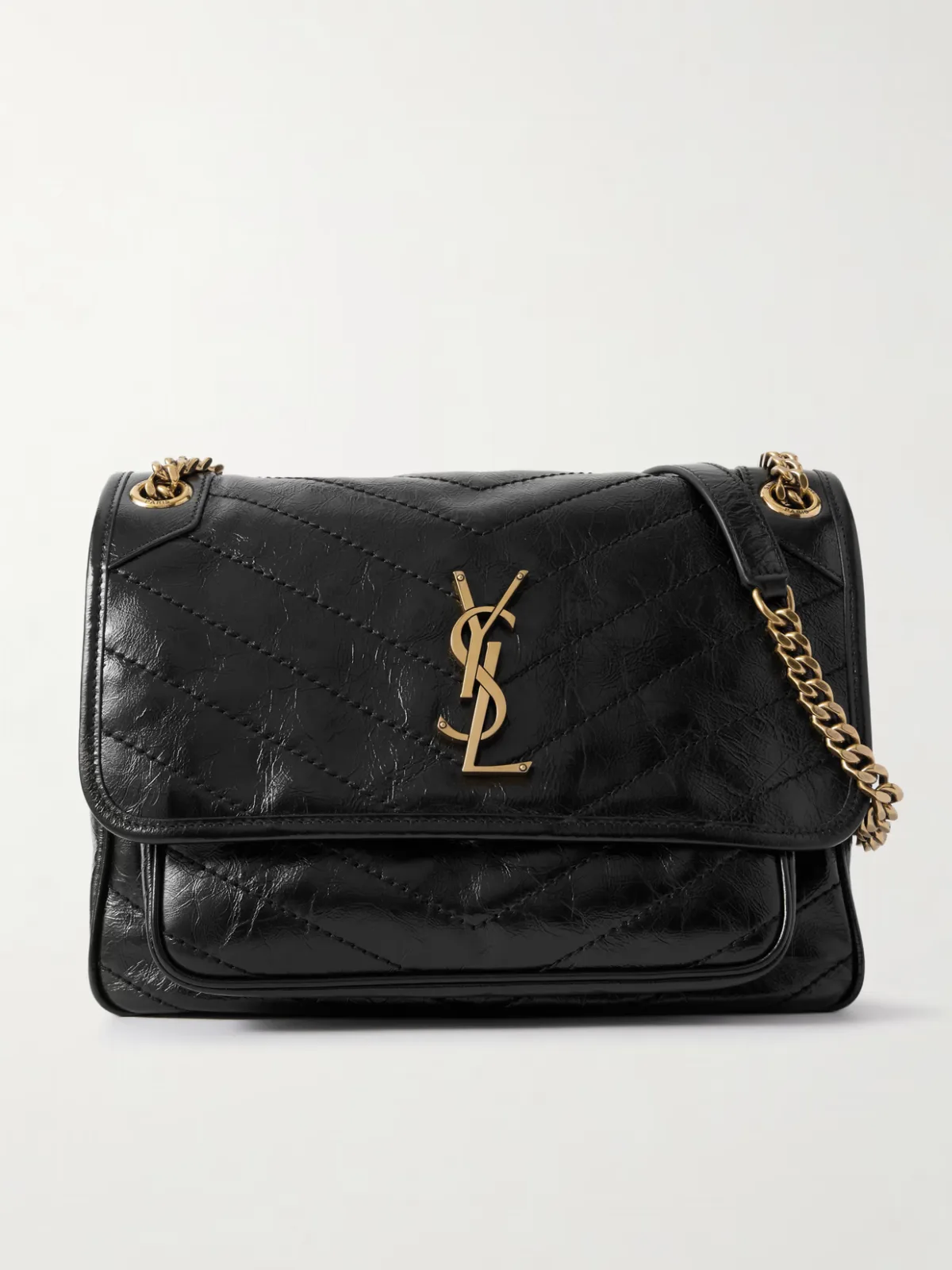 - Niki Medium Crinkled Glossed-leather Shoulder Bag -