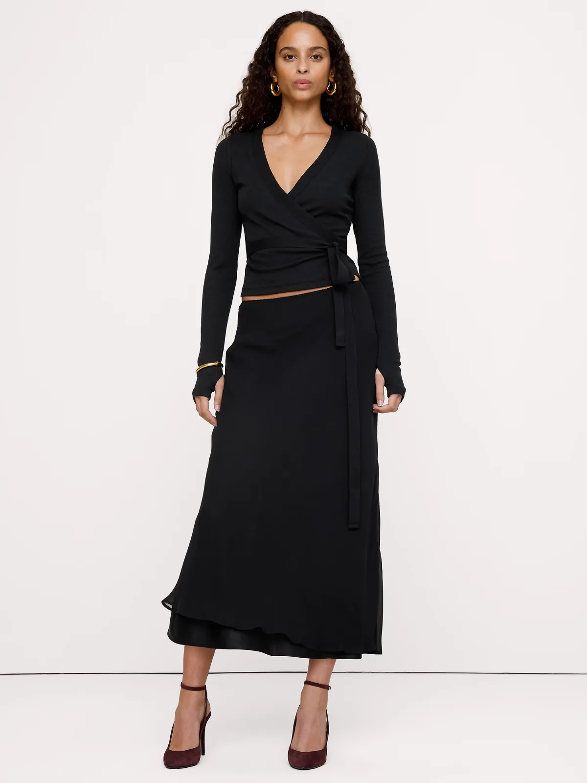 Ribbed Wrap Top by Banana Republic