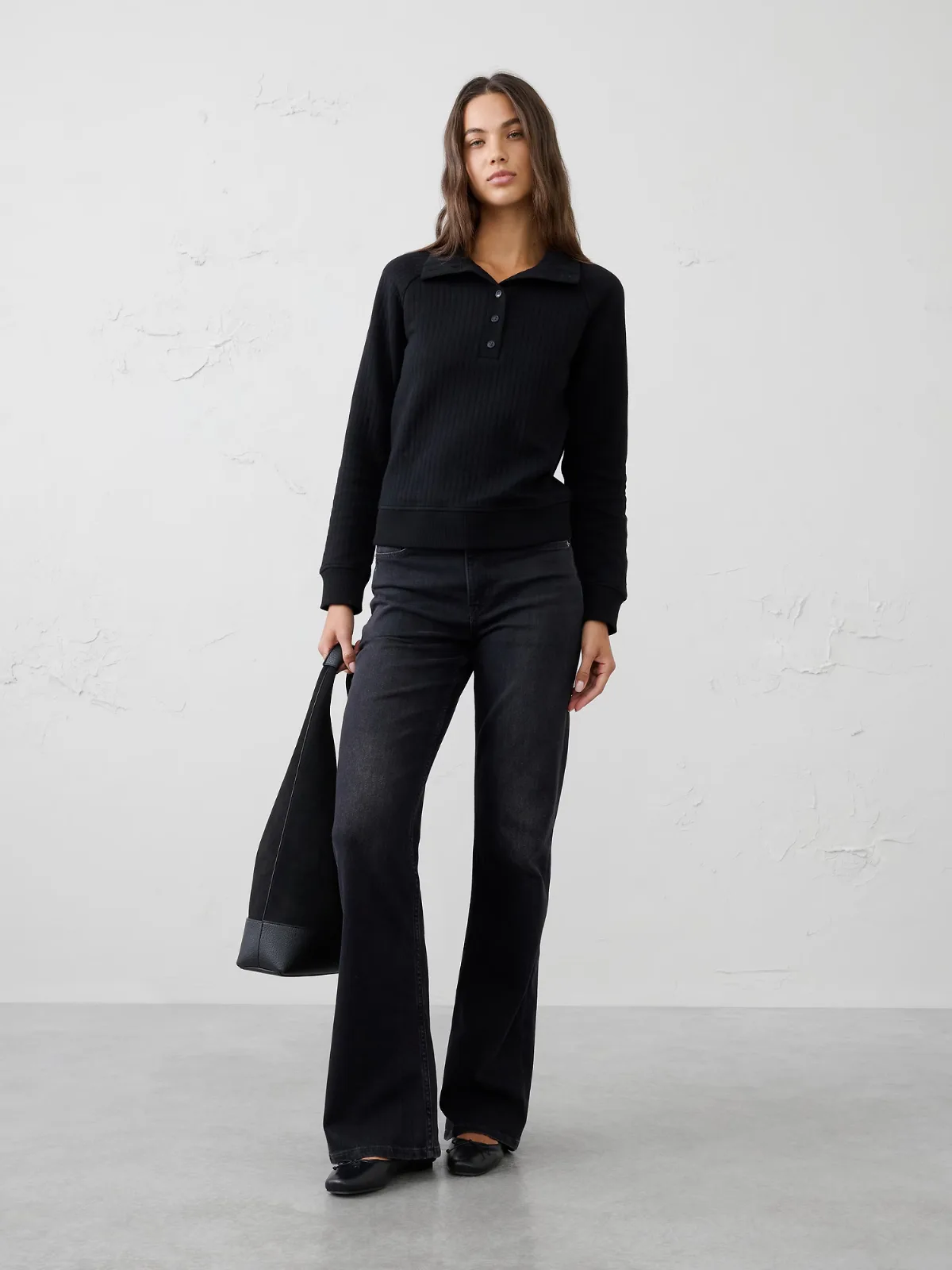 Quilted Henley Sweatshirt by Banana Republic