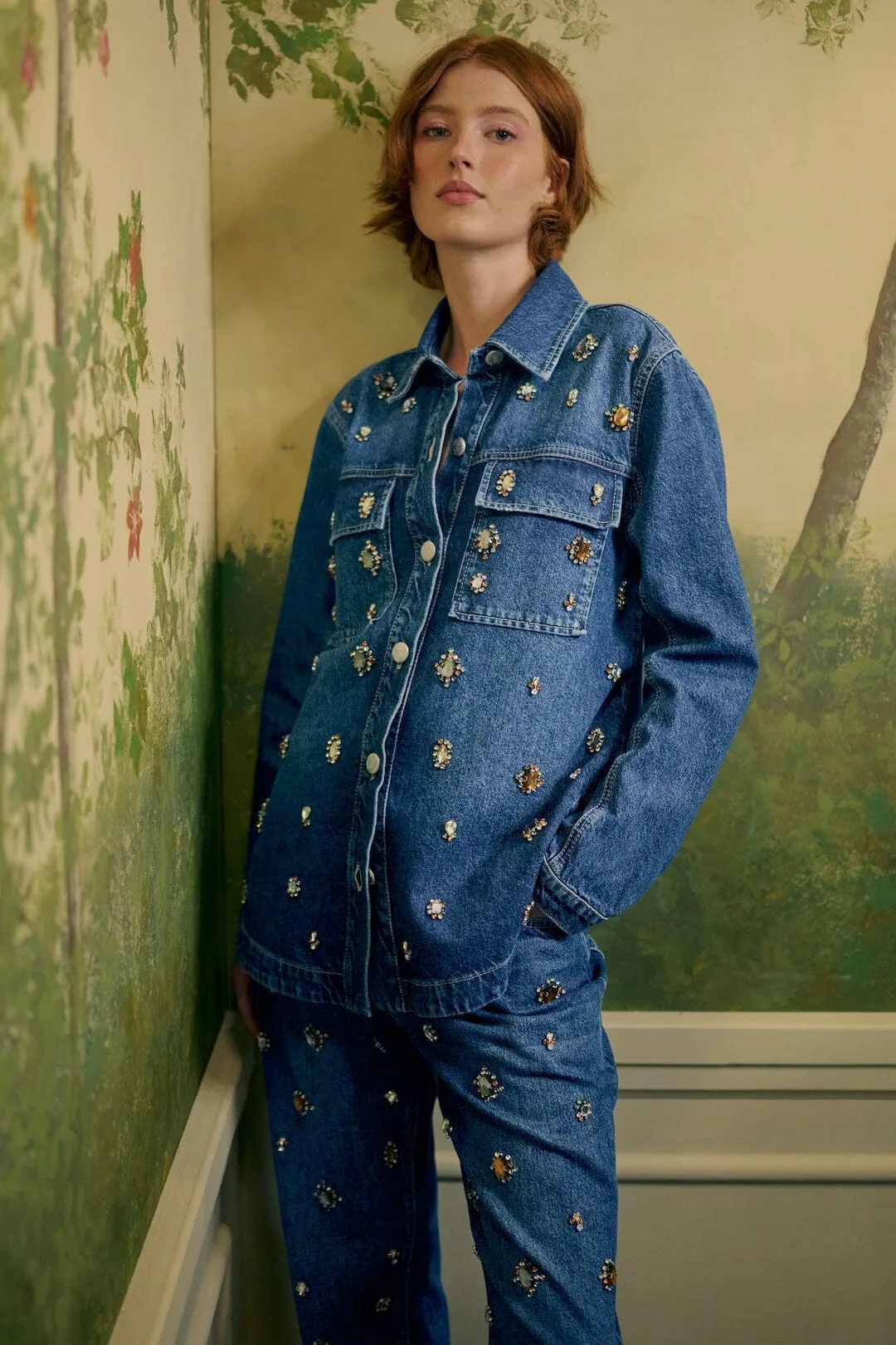 Golden Gems Denim Shirt by FARM Rio