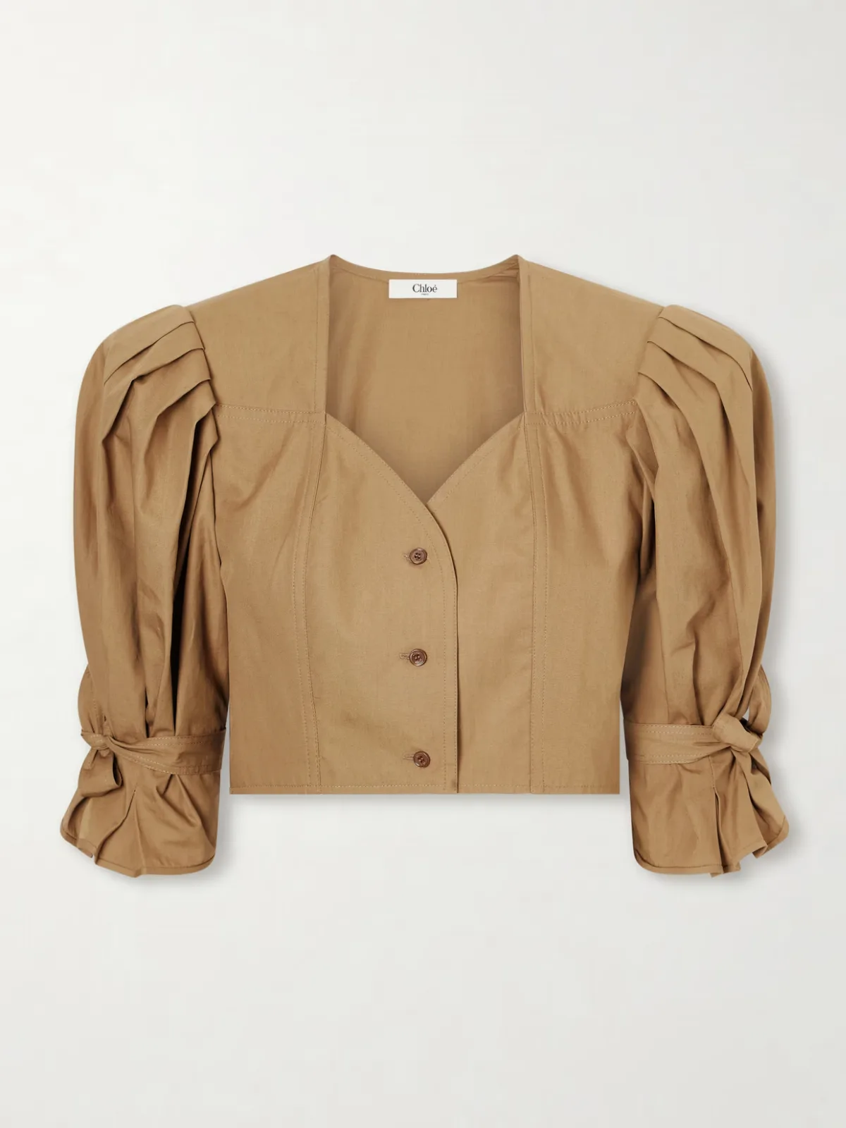 - Cropped Cotton-poplin Top -