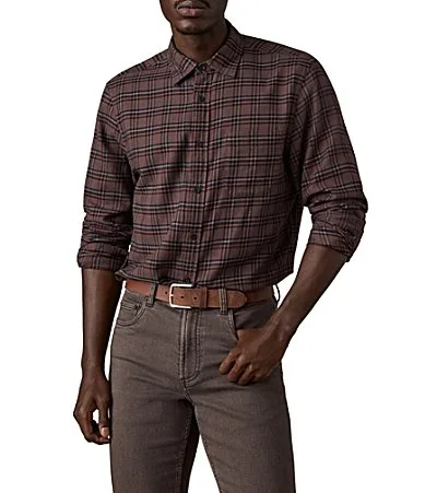 Timberline Twill Mini Plaid Long Sleeve Woven Shirt by Faherty