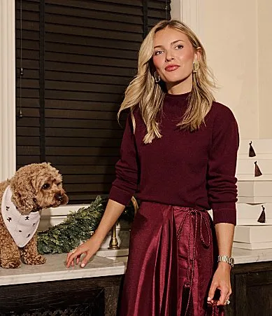 Antonio Melani x Style by Simkins Jessica Mock Neck Cashmere Sweater by Antonio Melani