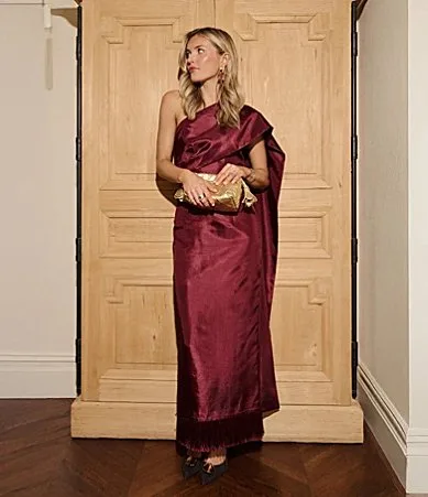 Antonio Melani x Style by Simkins Collins Asymmetrical One Shoulder Fringe Maxi Dress by Antonio Melani