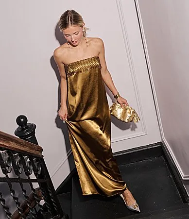 Antonio Melani x Style by Simkins Conway Satin Column Maxi Dress by Antonio Melani