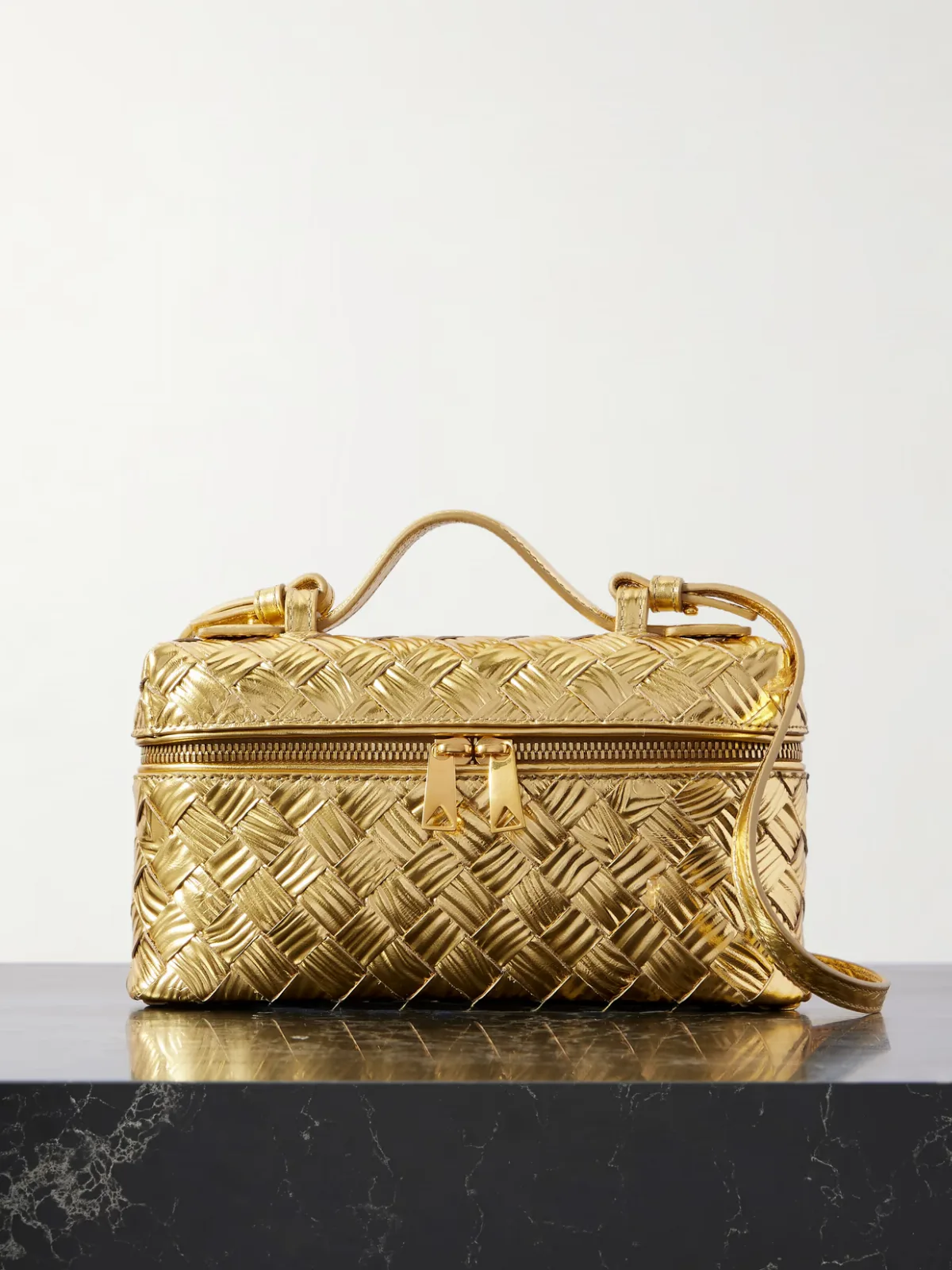 - Bang Bang Intrecciato Metallic Leather Tote -