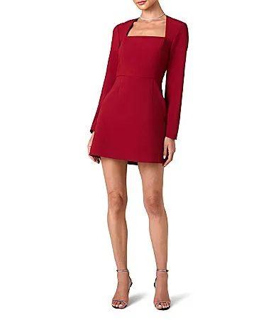 Whisper Square Neck Long Sleeve A-Line Mini Dress by French Connection