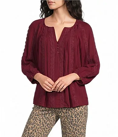 Bracelet Sleeve Split V-Neck Top