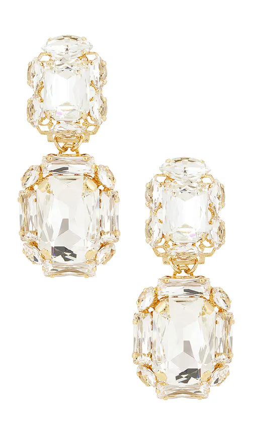Omega Clasp Double Square Earrings