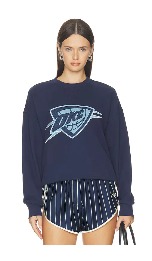 Okc Thunder Denim Patch Crew Sweater by Terez