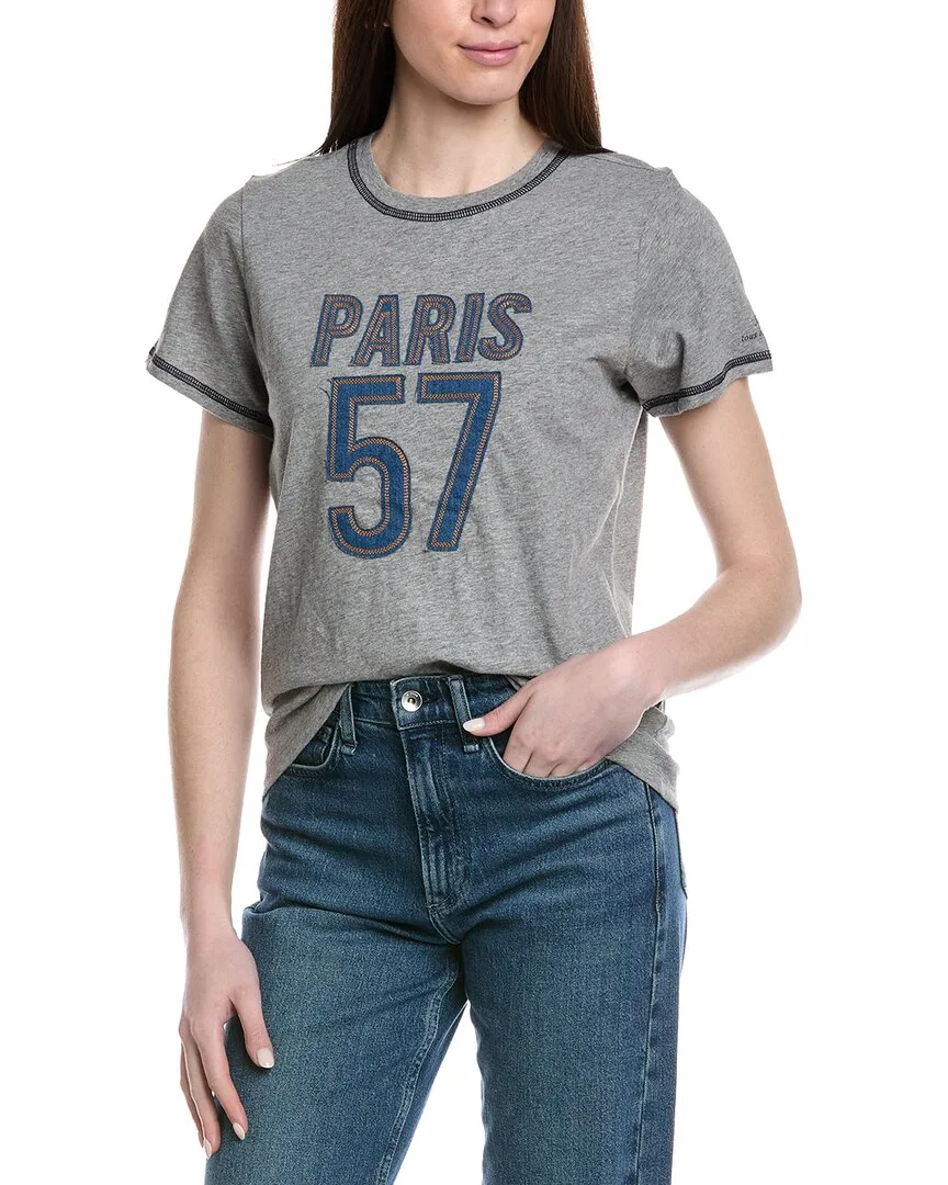 Trapunto Denim Heather T-Shirt by Cinq Sept