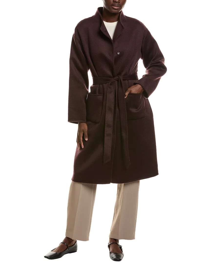 High Collar Wool Coat by Eileen Fisher