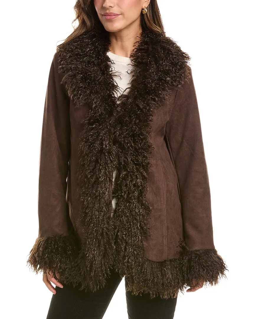 Faux Fur Suede Coat by Stella  Lorenzo