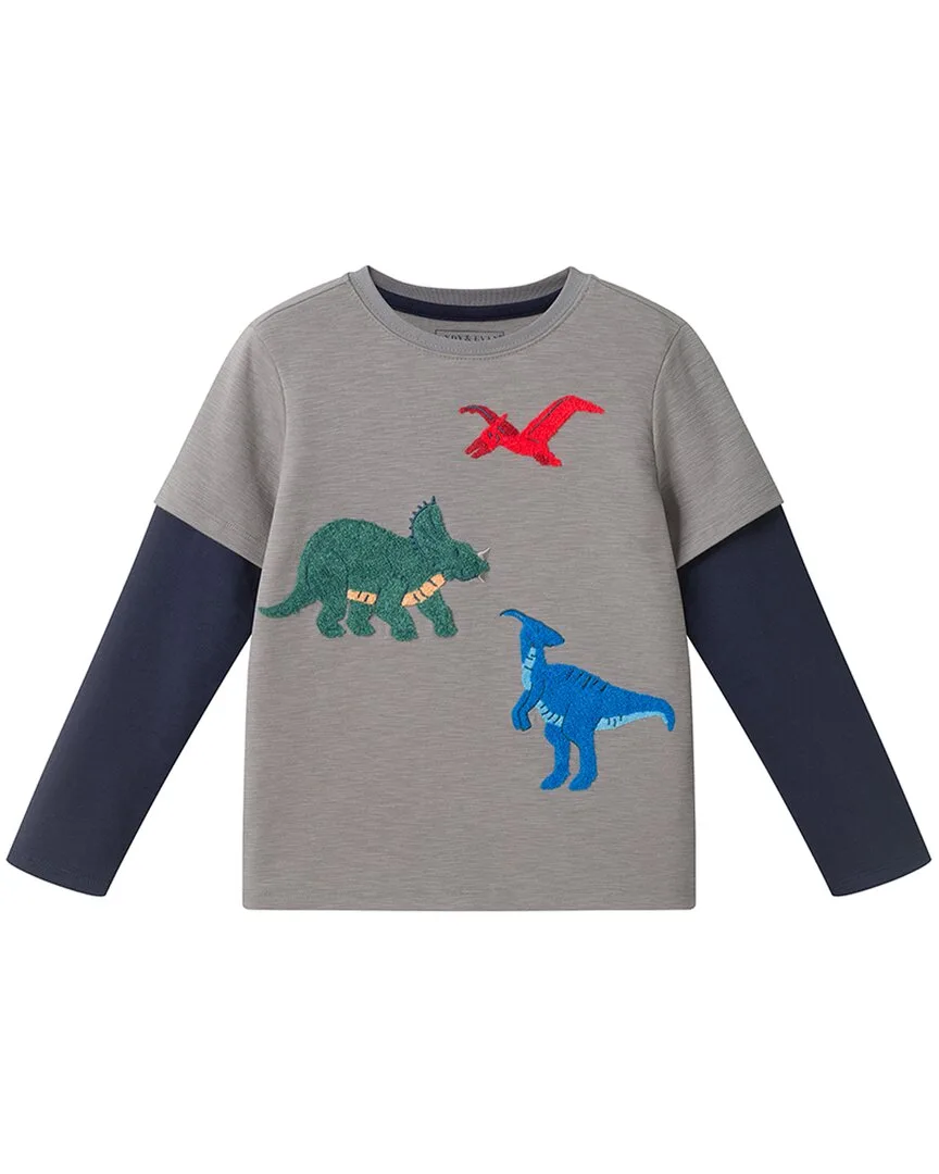 Dino Chenille Graphic Two-Fer T-Shirt by Andy & Evan