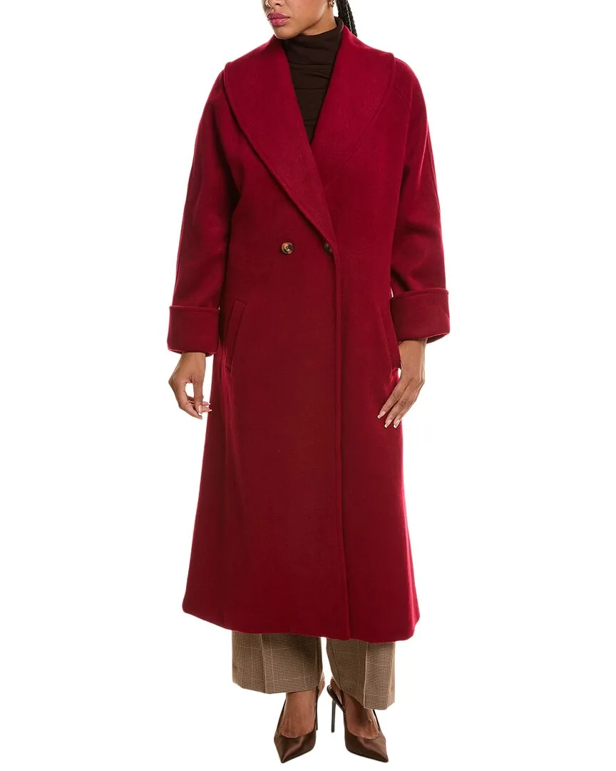 Long Belted Wool-Blend Overcoat by Pascale La Mode