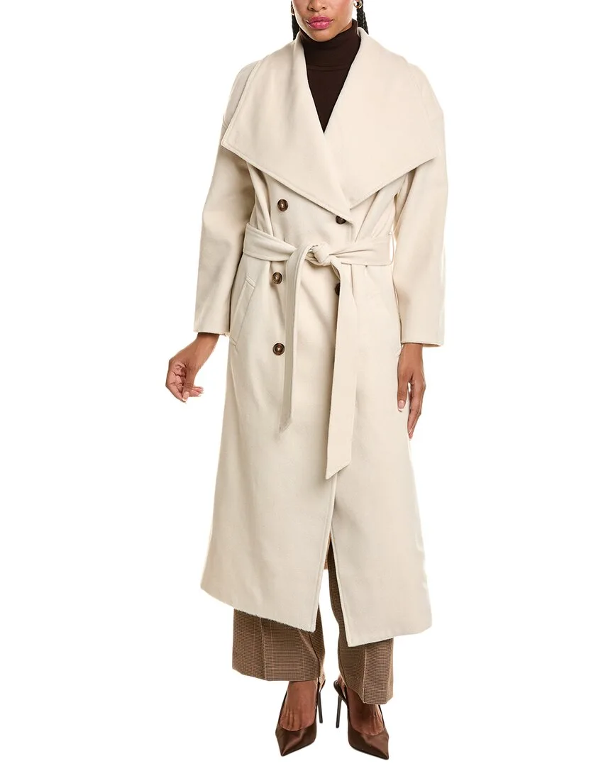 Doubled-Breasted Belted Wool-Blend Long Coat by Pascale La Mode
