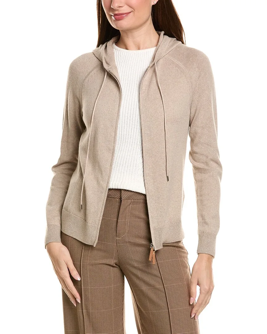 Raglan Sleeve Zip Front Cashmere & Silk-Blend Hoodie
