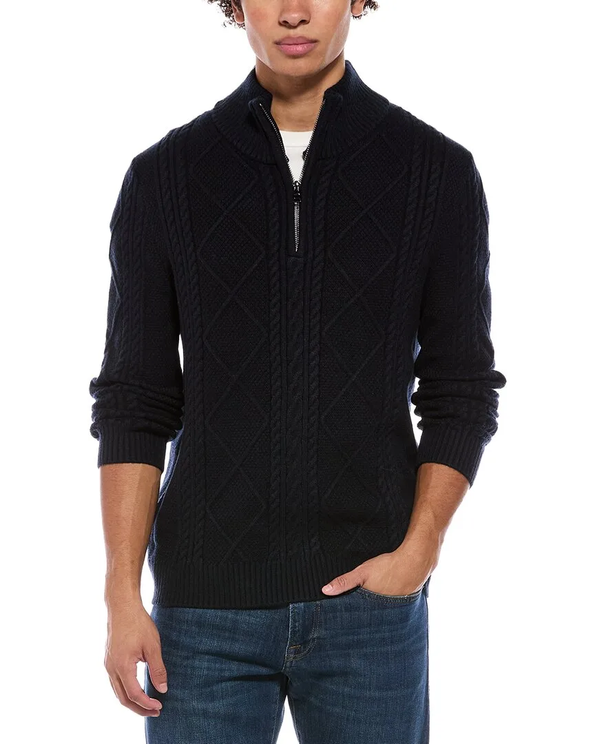 Quarter Zip Diamond Cable Knit Mock Neck Sweater by Jason Wu