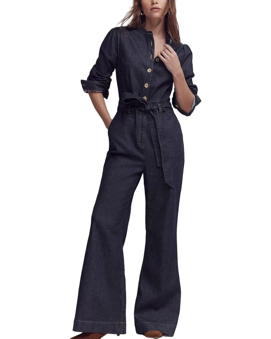 Bootcut Button Denim Jumpsuit