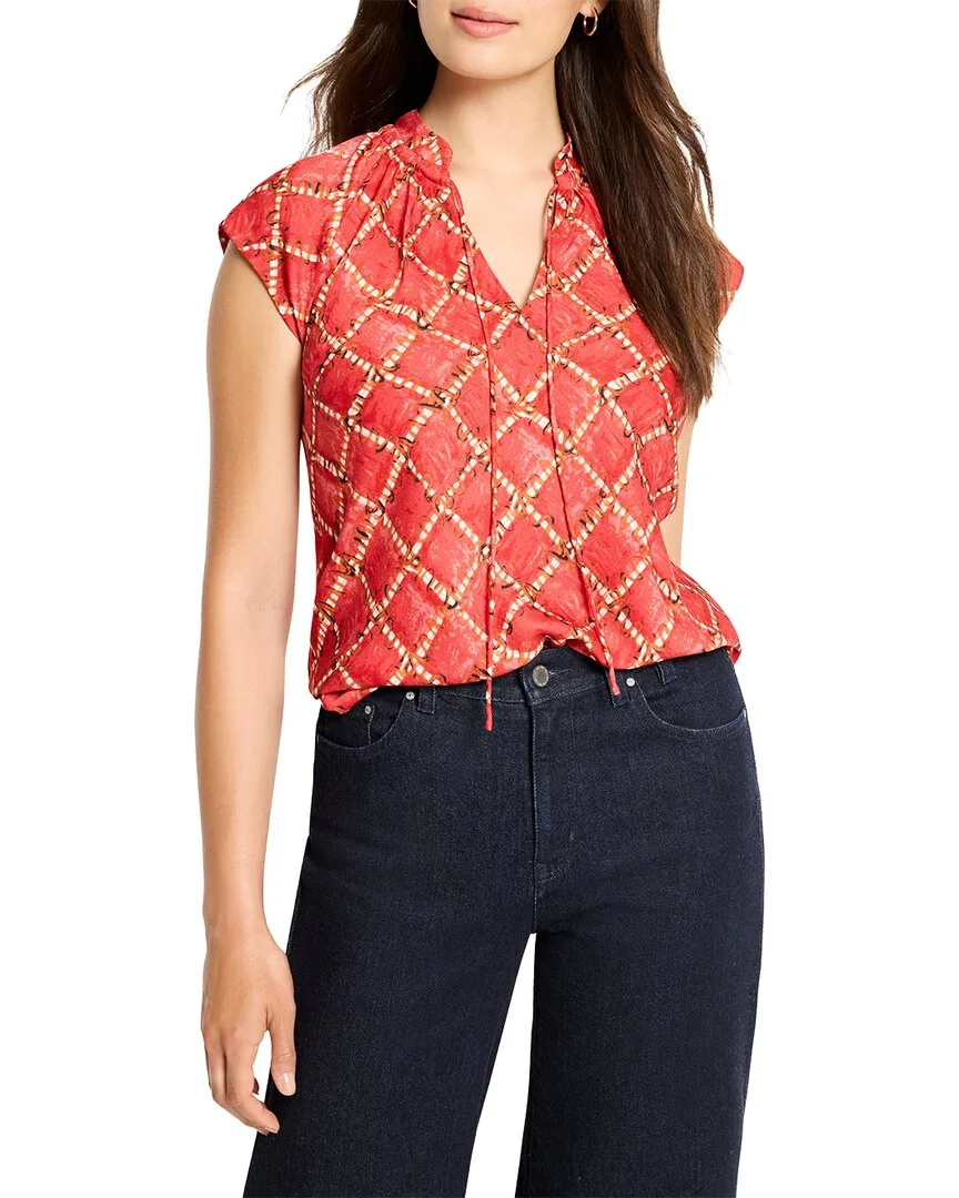 Squiggle Check Cap Sleeve Top by Nic+Zoe