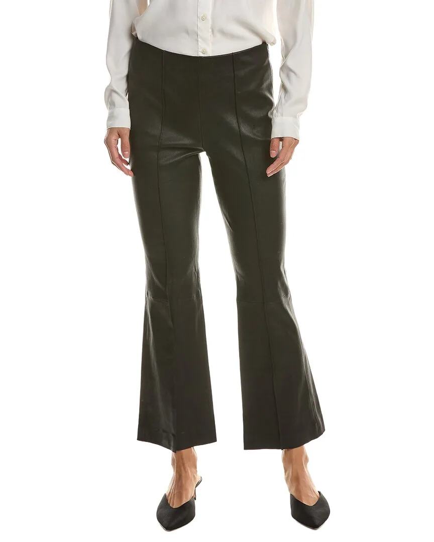 Cropped Flare Stretch Leather Pant by Vince