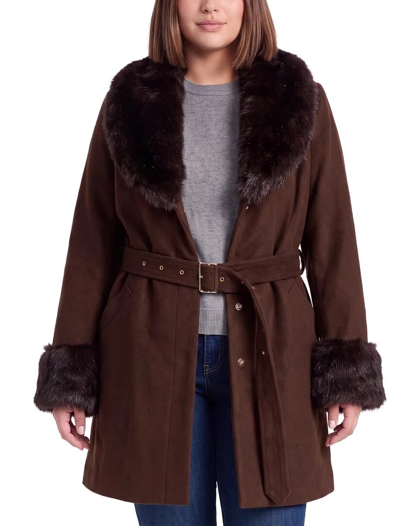 Belted Skirted Wool-Blend Coat by Via Spiga