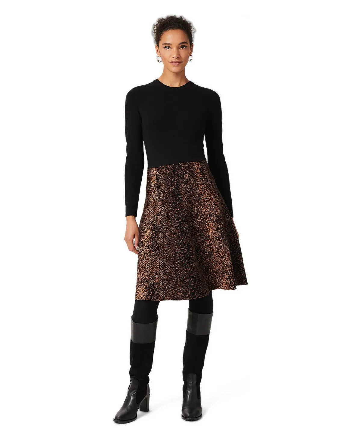 Hallie Long-Sleeve Animal-Print Sweater Dress by Hobbs London