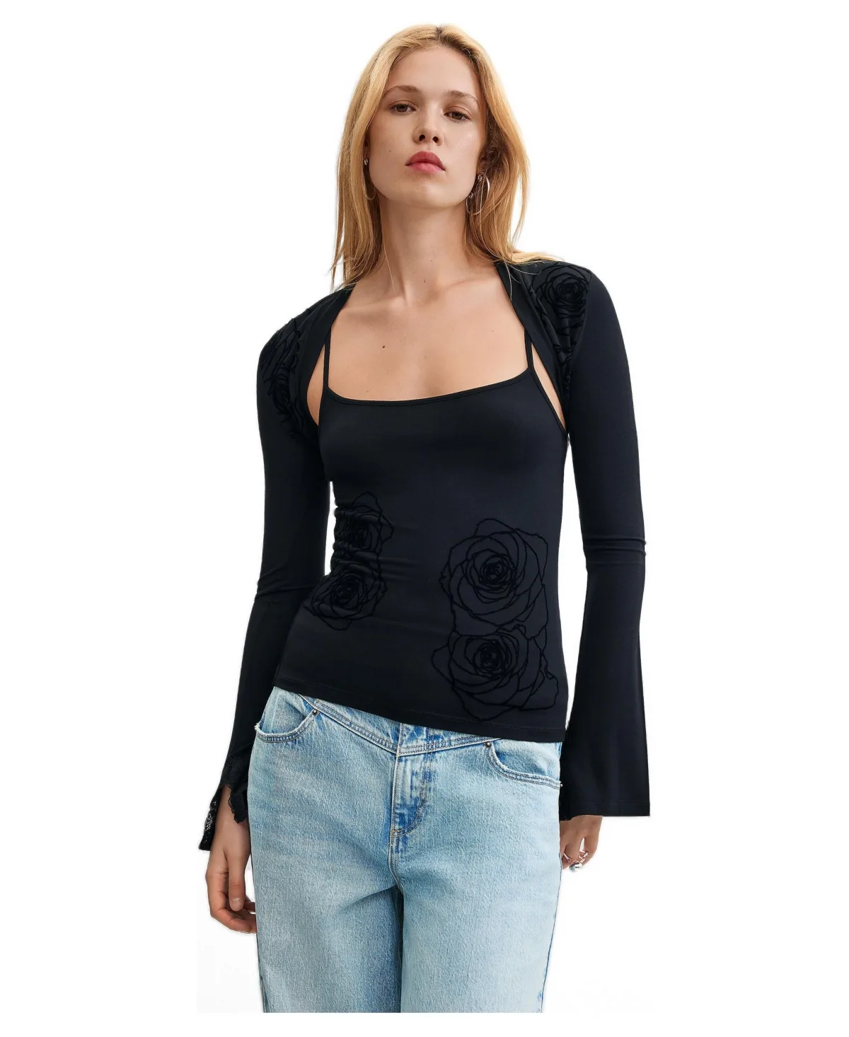 2-In-1 T-Shirt with Flocked Details