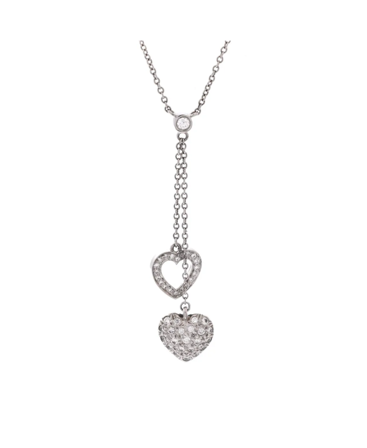 Pre-Owned Tiffany and Co Double Heart Drop Pendant Necklace by Tiffany & Co.