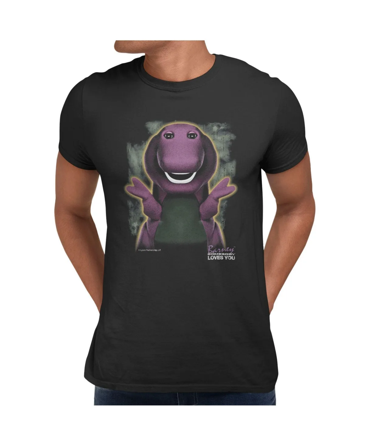 Barney Loves You Character Peace Sign Short Sleeve Tshirt by Barney