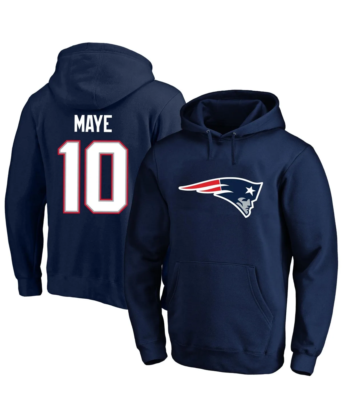 Drake Maye New England Patriots Name & Number Fleece Hoodie by Fanatics