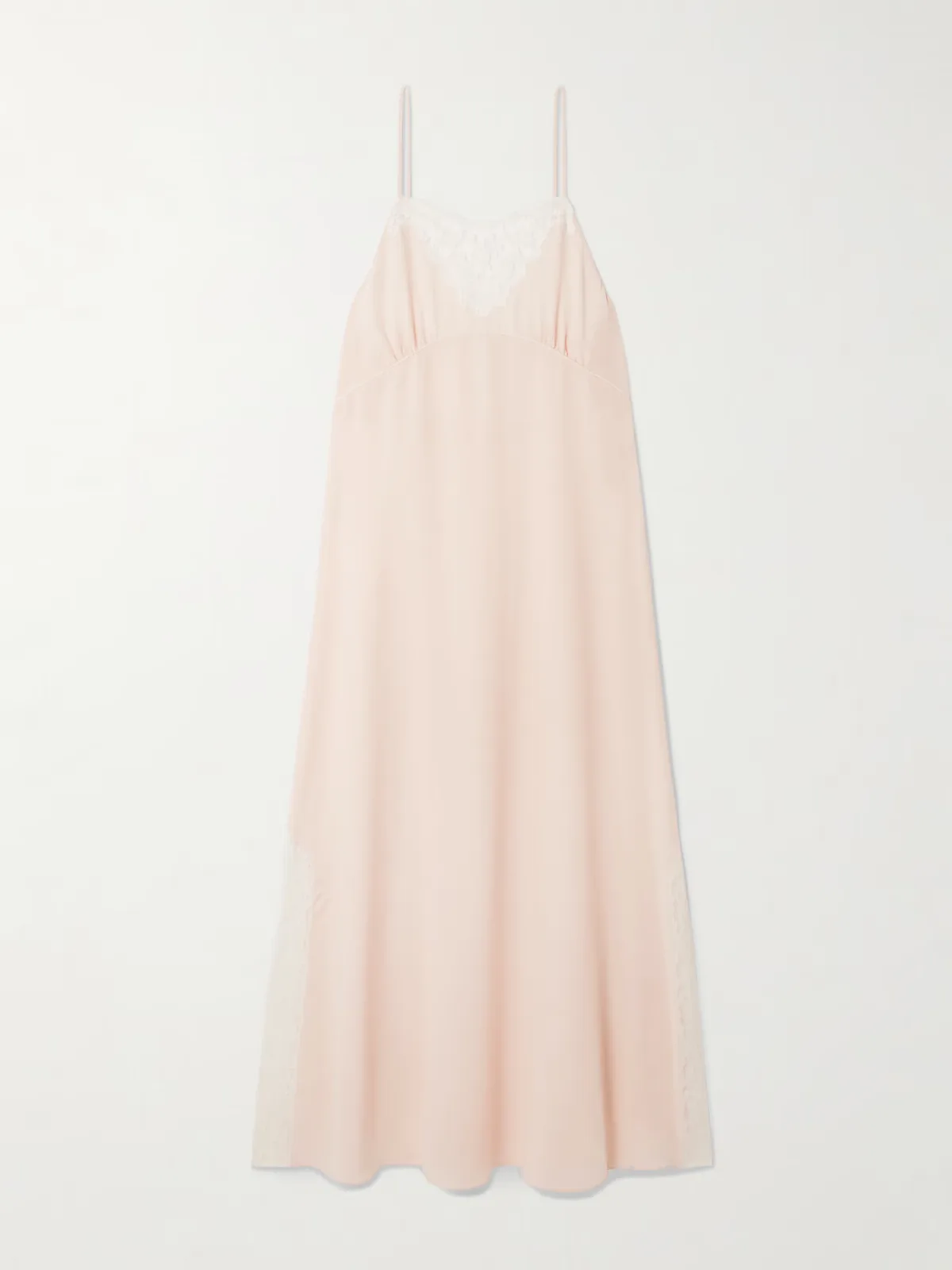 - Lace-trimmed Silk Crepe De Chine Maxi Dress -