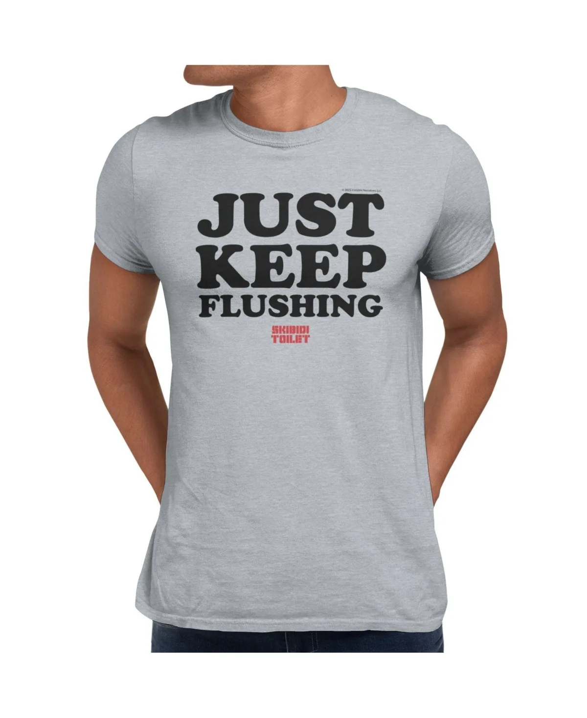 Just Keep Flushing Graphic Classic-Fit T-Shirt by Skibidi Toilet
