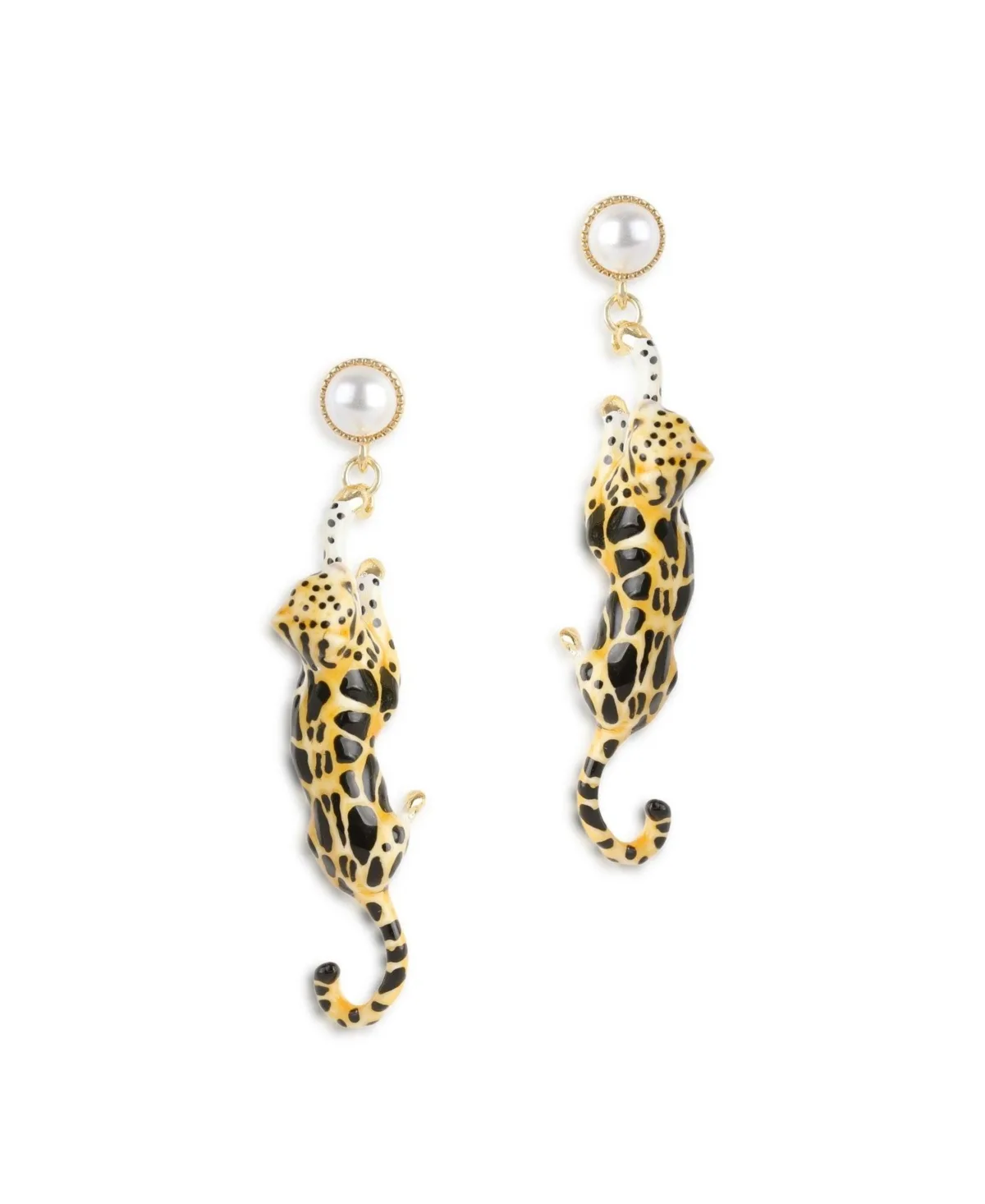 Imitation Pearl Clouded Leopard Drop Earrings by Bill Skinner Studio