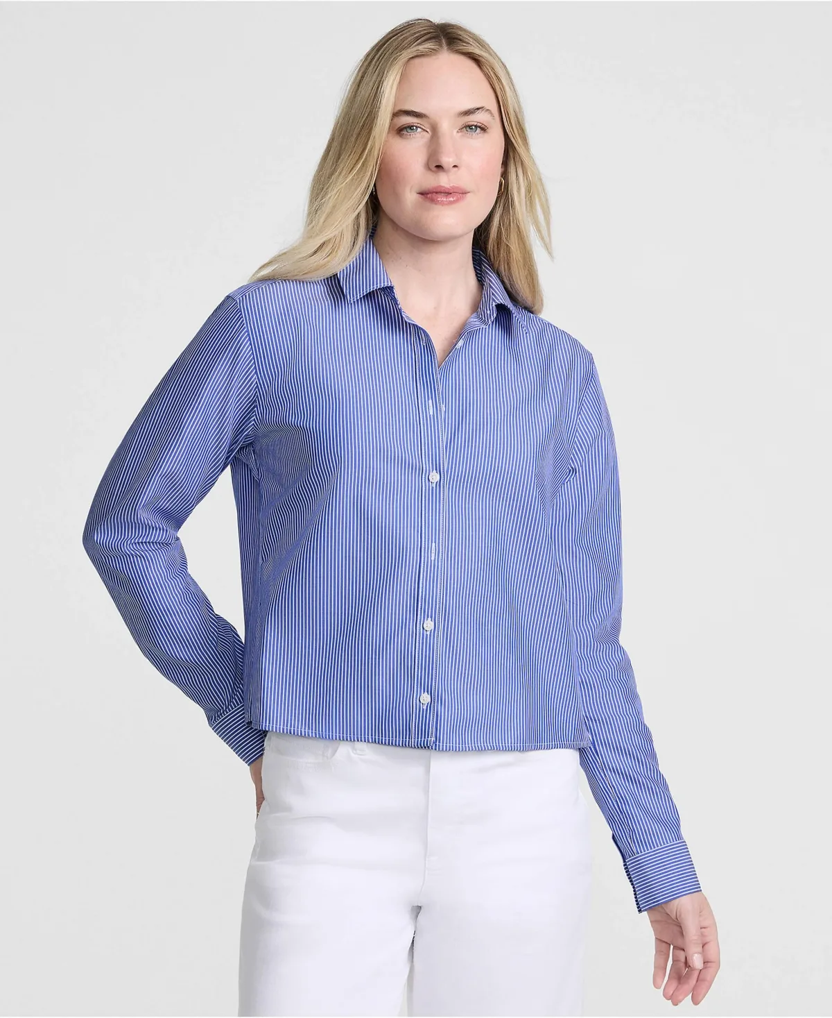 No Iron Boxy Cropped Shirt