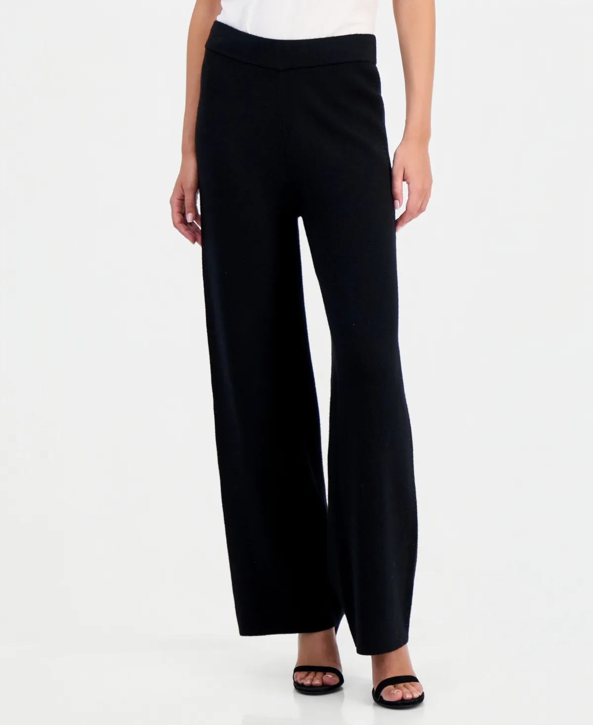 Heatset Sweater Wide-Leg Pull-On Knit Pants by Anne Klein