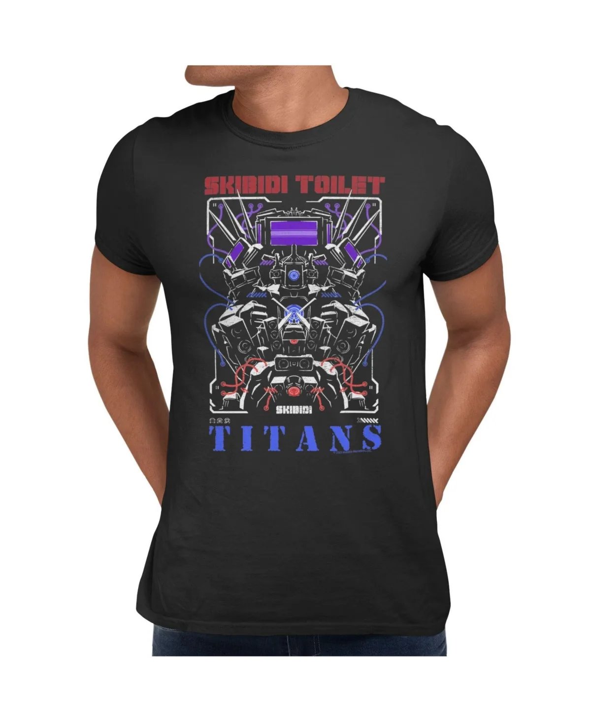Titans Mech Speaker Warrior Graphic Crewneck T-Shirt by Skibidi Toilet