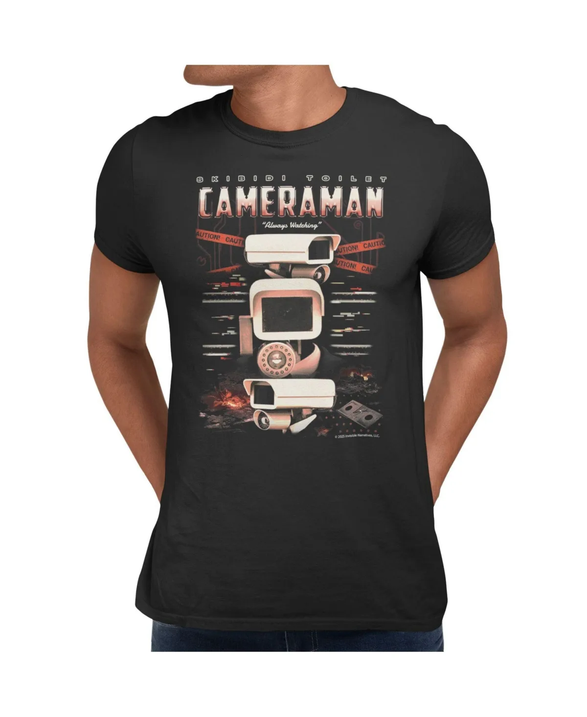 Skibidi Toilet Cameraman Always Watching Graphic T-Shirt by Skibidi Toilet