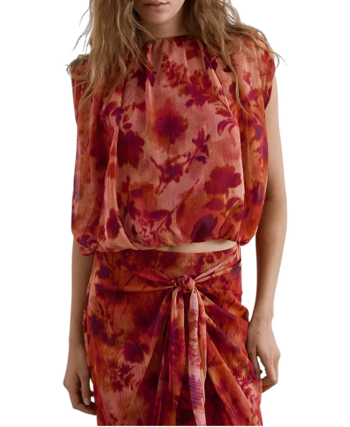 Floral Sleeveless Crop Blouse