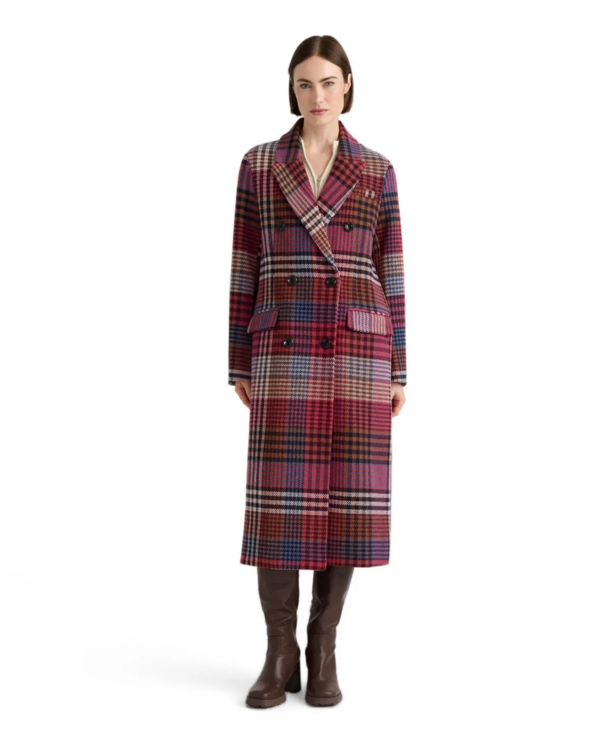 Double-Breasted Notch-Collar Long Coat by Nvlt