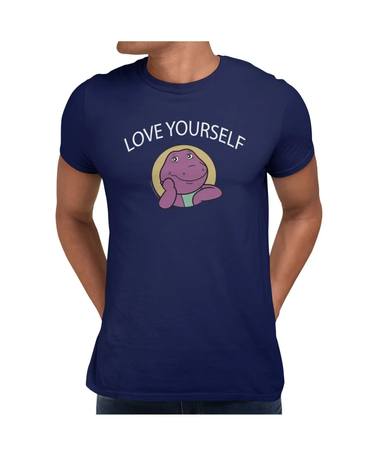 Love Yourself Thinking Cute Portrait Graphic Crewneck T-Shirt by Barney