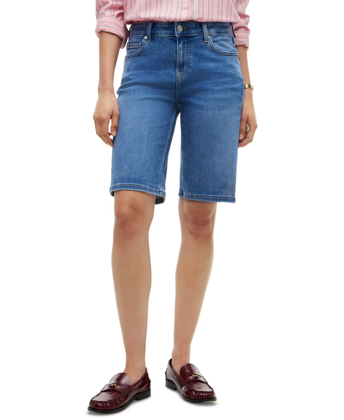 Mid-Rise Slim Cuffed Denim Shorts, 9 Inseam by Tommy Hilfiger