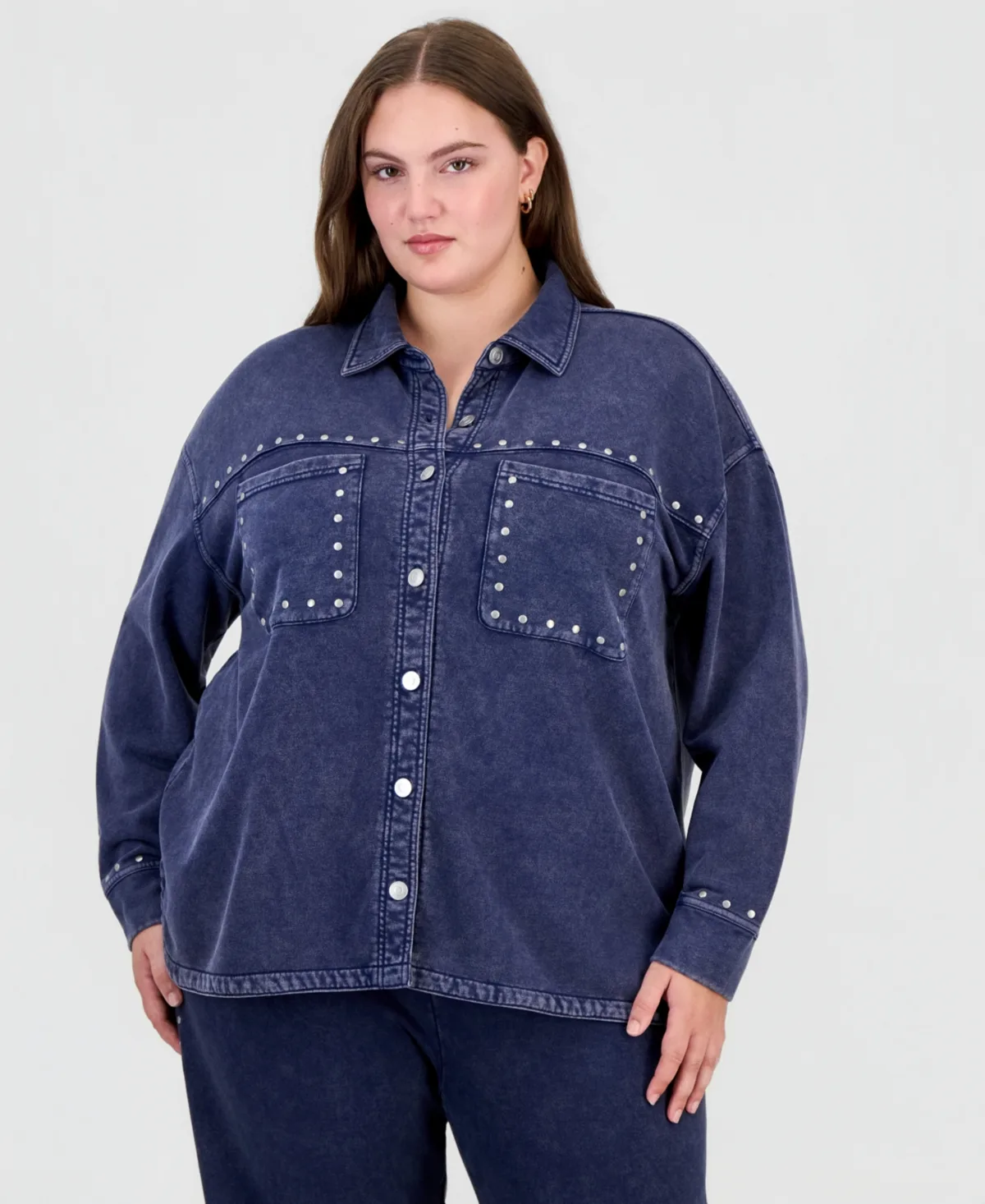 French Terry Embellished Shirt Jacket by And Now This