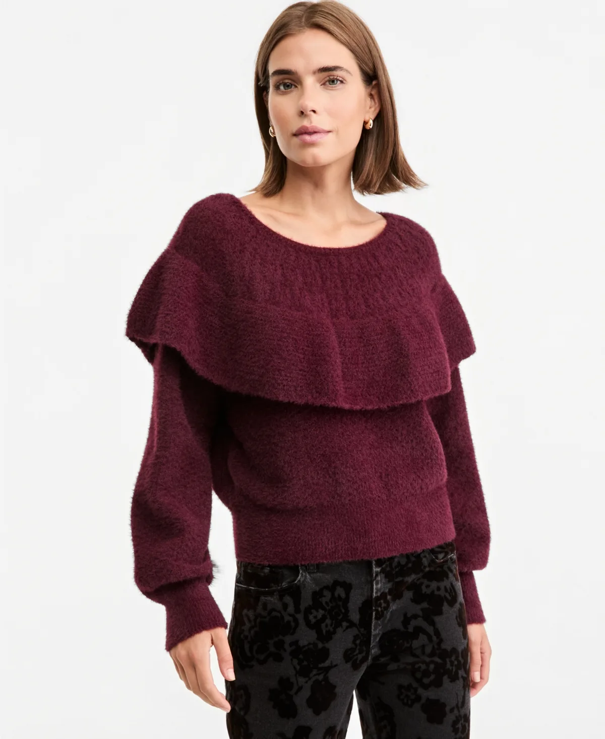 Cape Scoop Neck Long Sleeve Pullover Sweater by And Now This