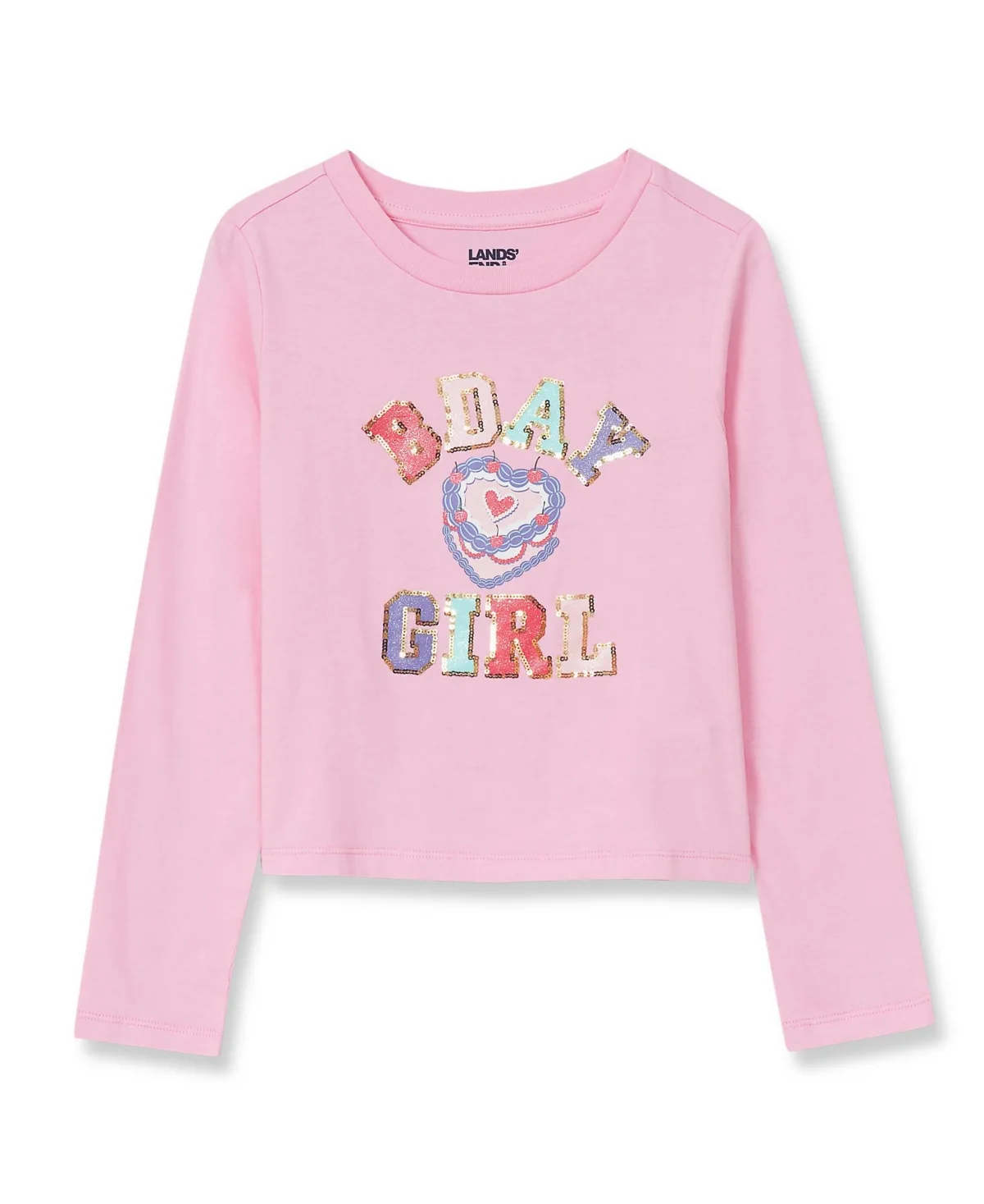 Long Sleeve Graphic Meet and Greet Tee - Glitter Sequins by Lands' End
