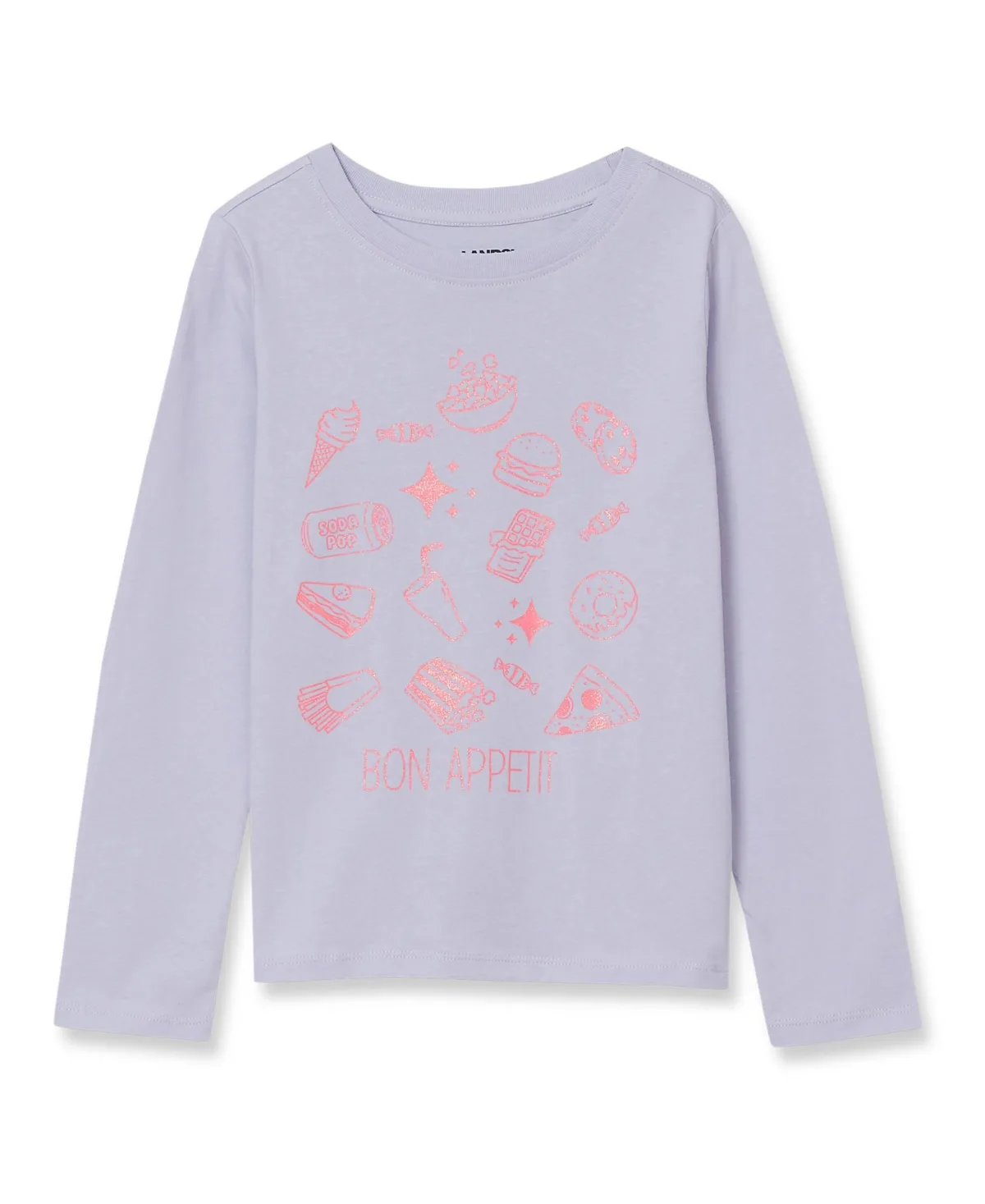 Long Sleeve Graphic Tee - Glitter/Bon Appetit by Lands' End