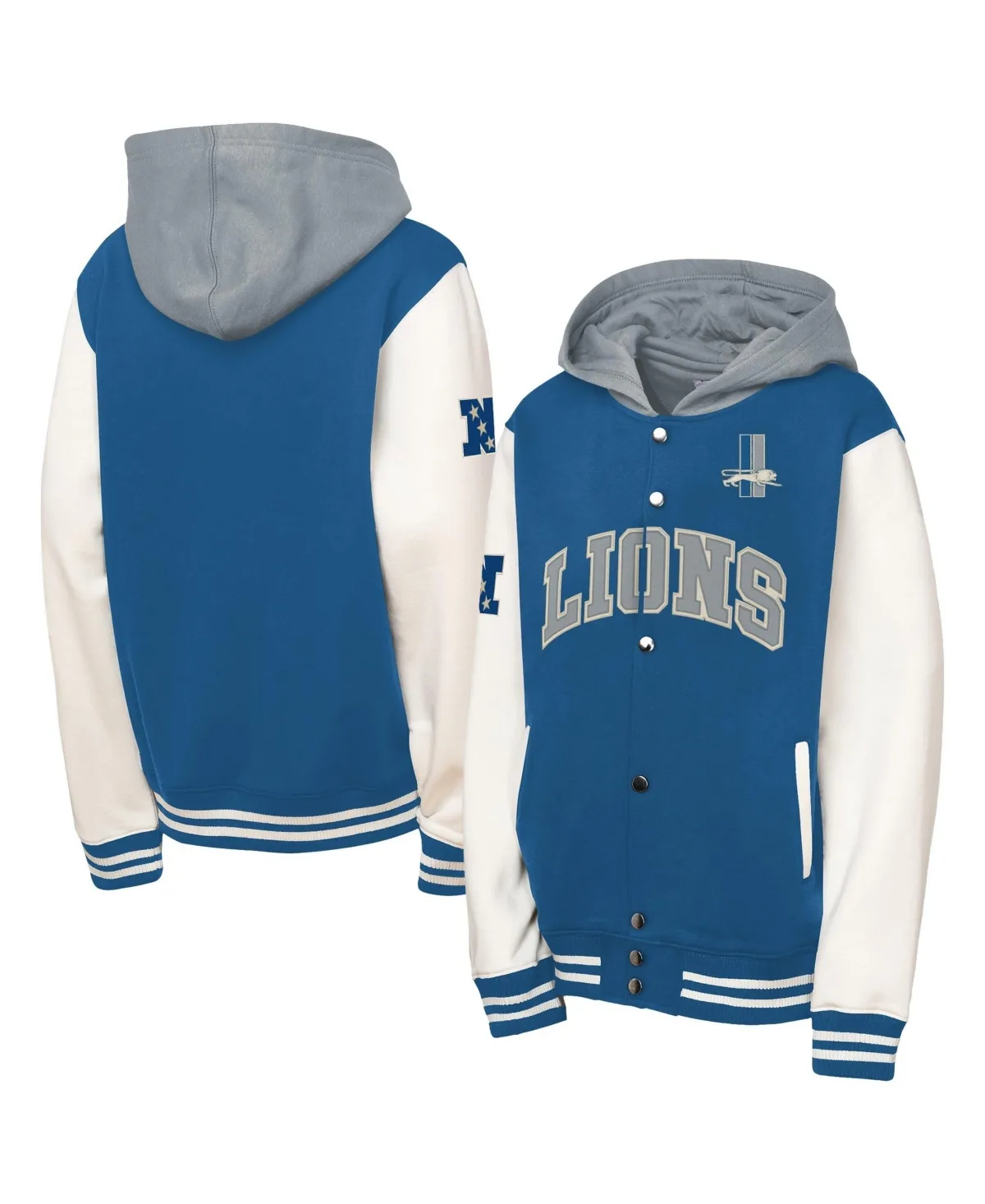 Detroit Lions Court Side Fleece Full Snap Jacket by Mitchell & Ness