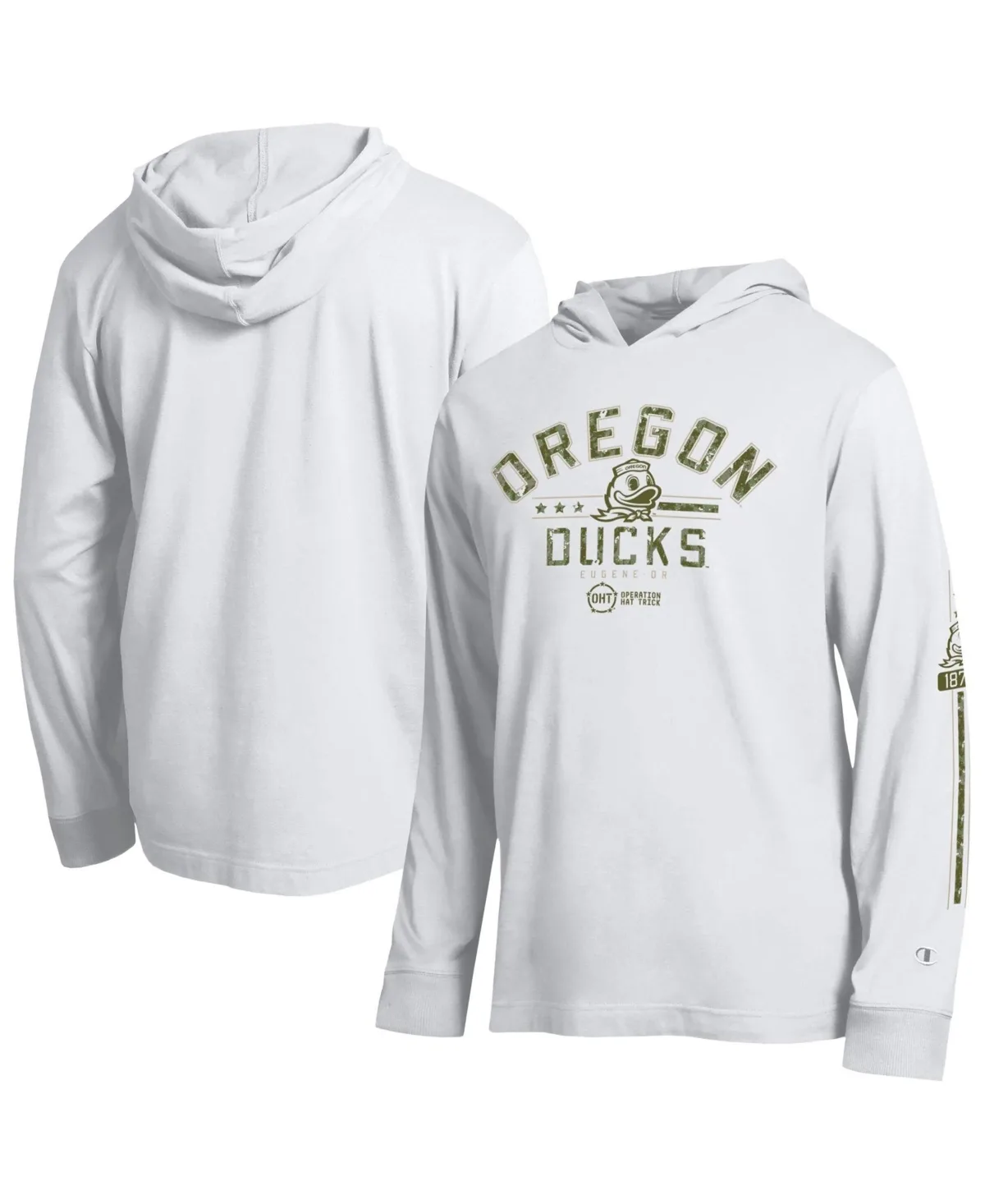 Oregon Ducks Operation Hat Trick Sleeve Line Hooded Long-Sleeve T-Shirt